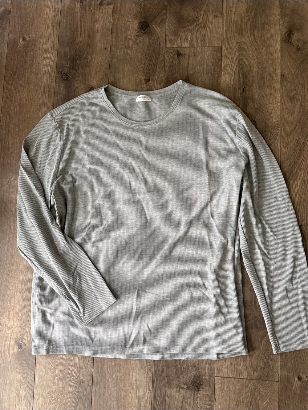 Tommy John Men's Long-Sleeve Ribbed Tee - Light Gray